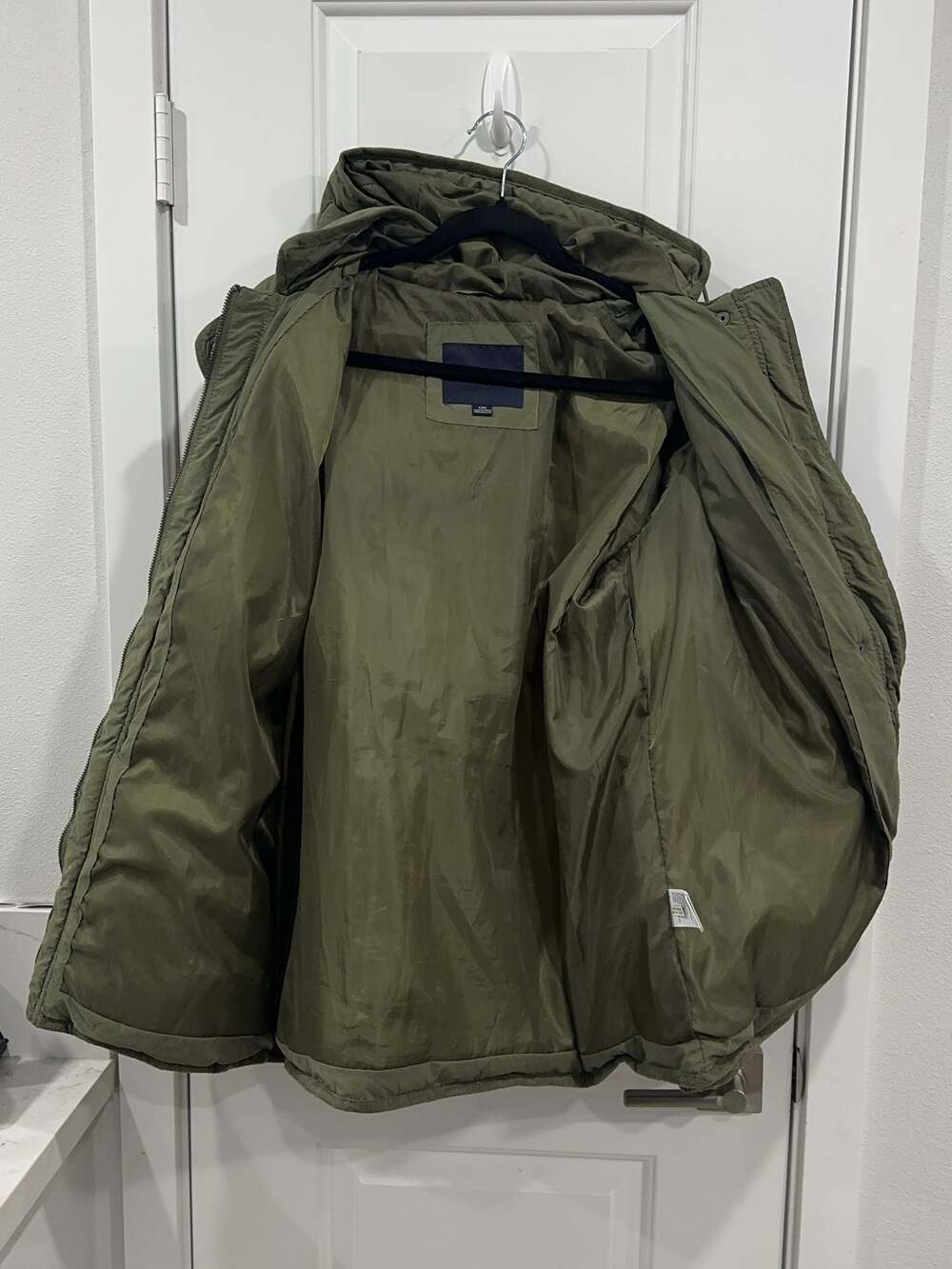 American Eagle Olive Green Hooded Puffer Jacket - Picture 3 of 5